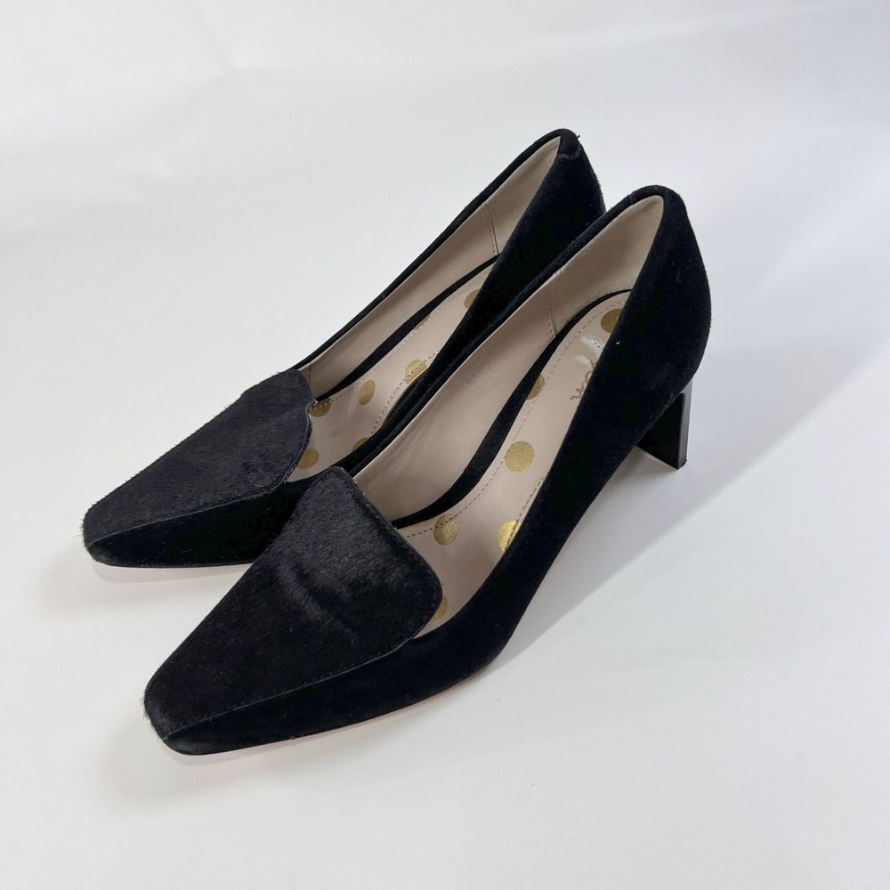 Boden Millie Courts Black Haircalf Leather Heels Size 37‎ Block HeelLoafer Style - Picture 2 of 10